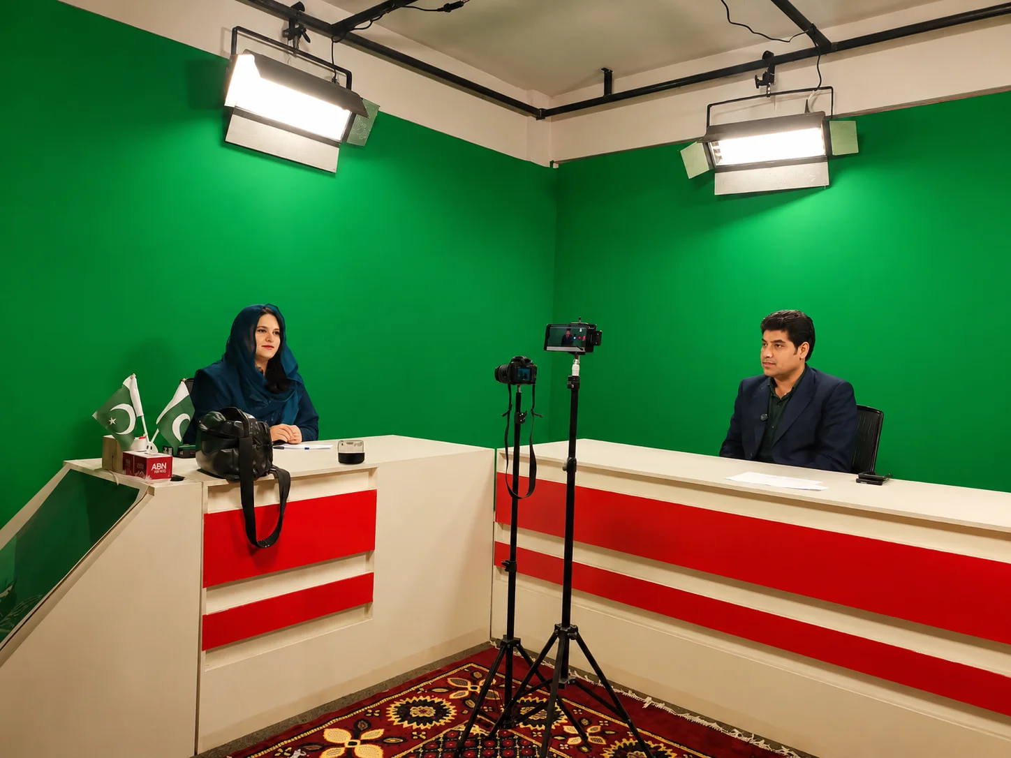 Studio interview at mountain Tv studio