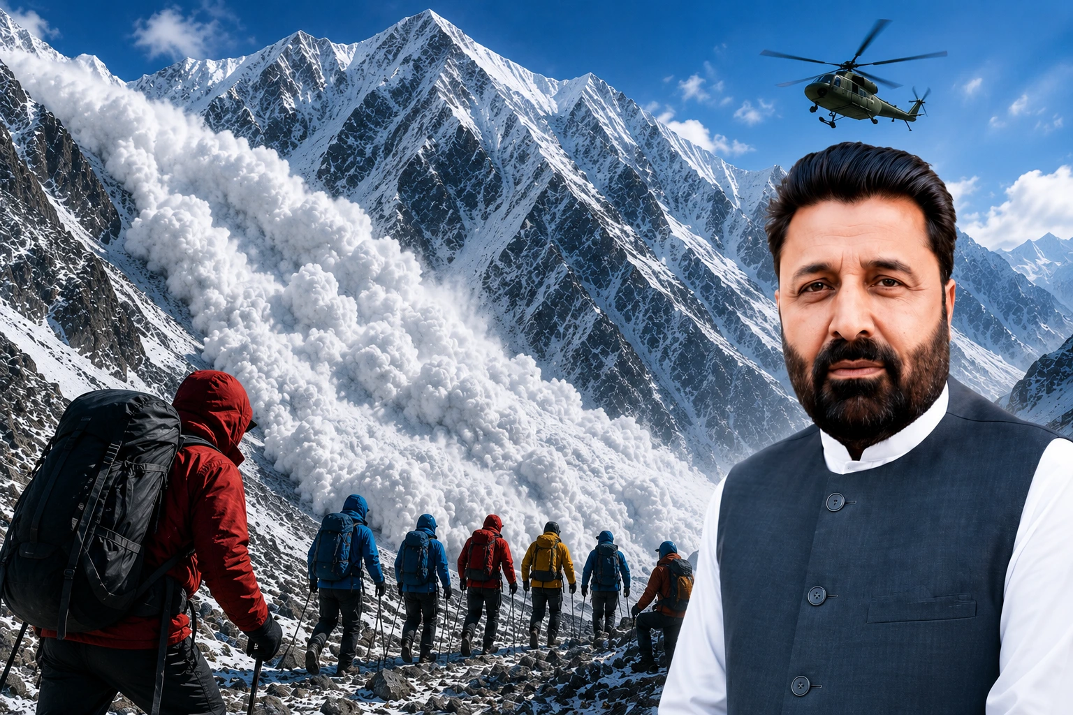 Rescue operation underway after a Broad Peak avalanche as Chief Minister Amjad Hussain orders emergency response for the missing international climbing team.